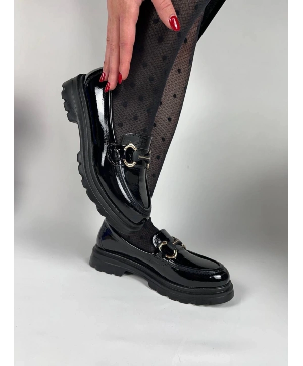 KB-ZN101 Kuback Kömür Rugan Günlük Kadın Babet