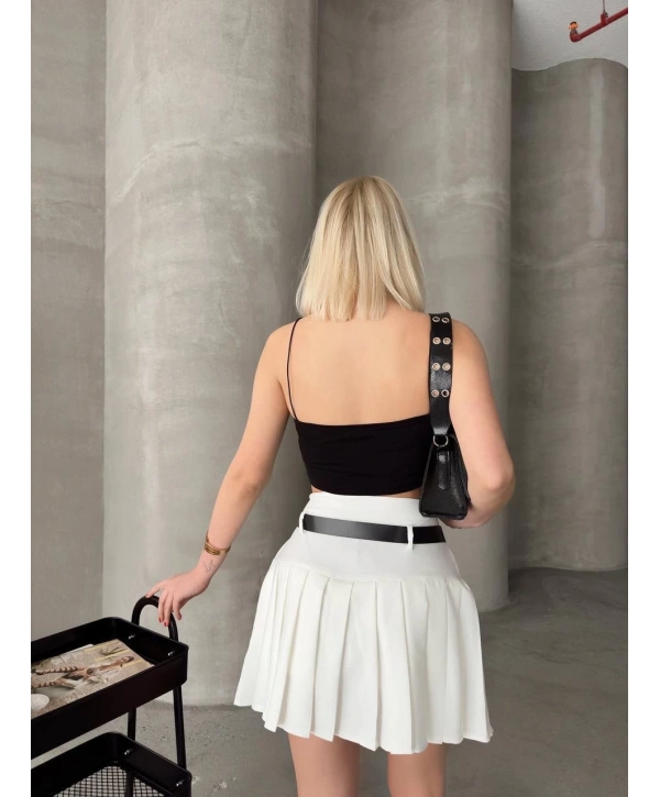 Kemerli pikseli şort etek