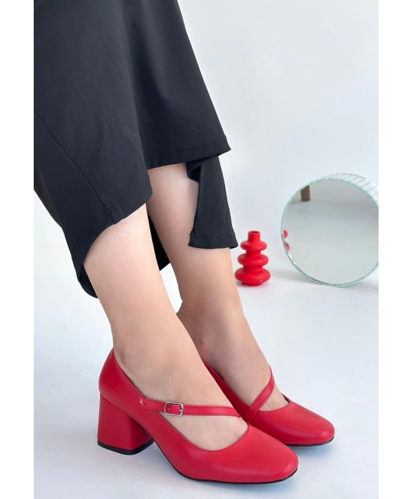 Kier Kırmızı Cilt Topuklu Ayakkabı