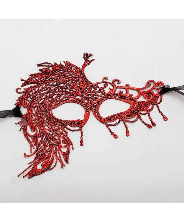Kırmızı Dantel Masquerade Maskesi 4 No