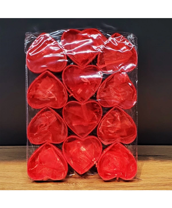 Kırmızı Kalpli Tül Kese