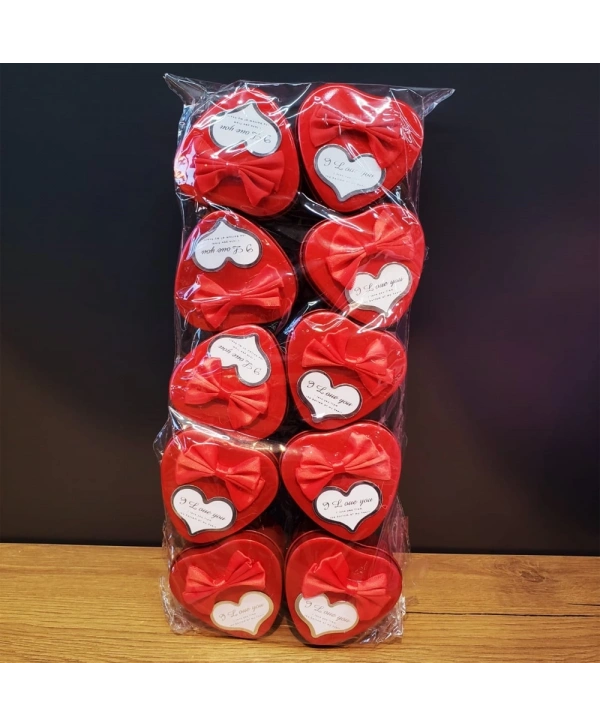 Kırmızı Metal Kalp Hediye Kutusu