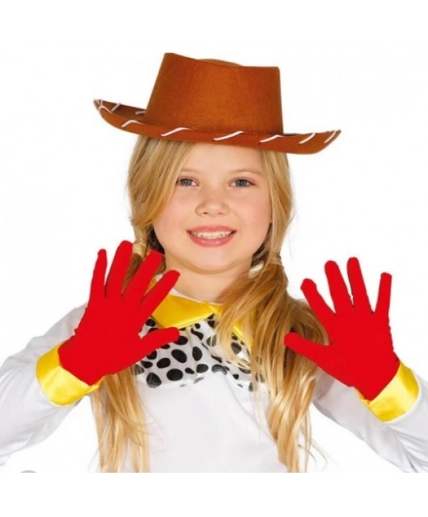 Kırmızı Renk Çocuk Boy Likralı Pandomim Eldiveni