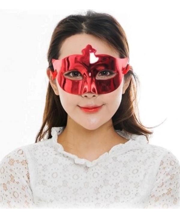 Kırmızı Renk Kostüm Partisi Ekstra Parlak Balo Maskesi 15x10 Cm