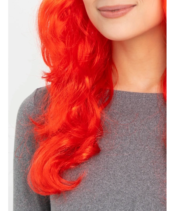 Kırmızı Renk Uzun Dalgalı Parti Peruğu