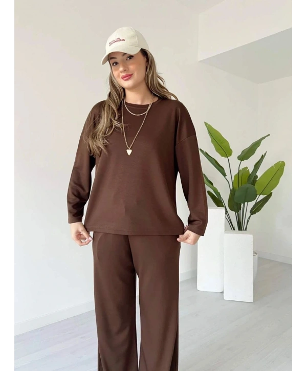 Kollu modal takım kahve