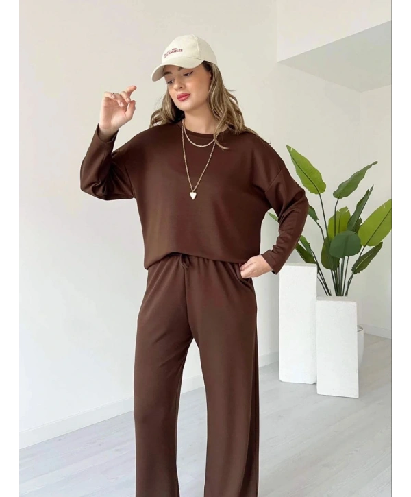 Kollu modal takım kahve