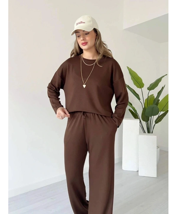 Kollu modal takım kahve