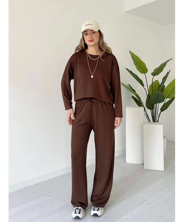 Kollu modal takım kahve