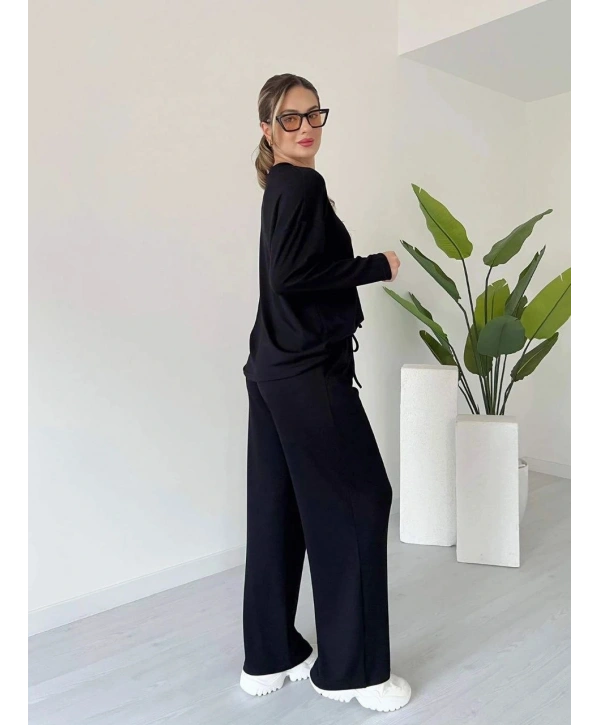 Kollu modal takım siyah