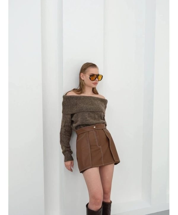 Kontrast deri etek kahve w260015