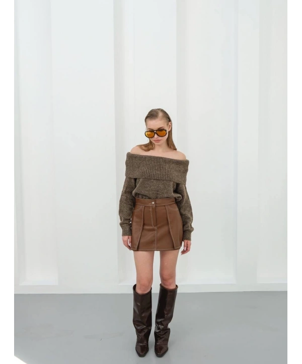 Kontrast deri etek kahve w260015