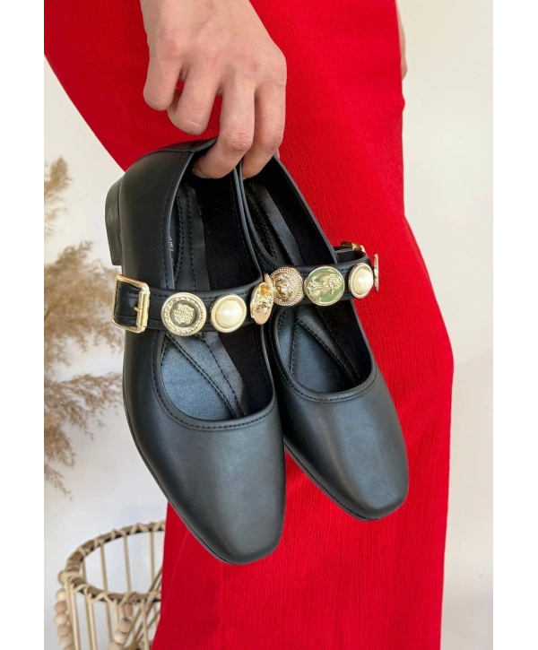 Koope Siyah Cilt Babet Ayakkabı