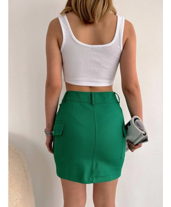 Körüklü cep etek yeşil s24904