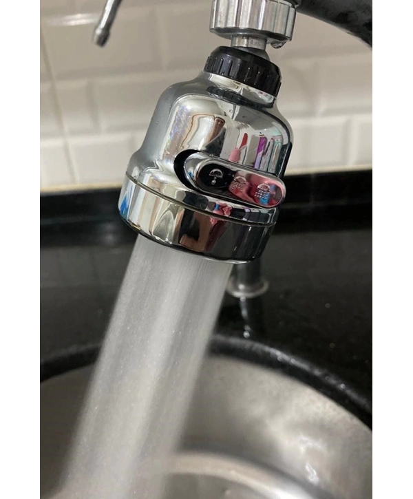 Krom 3 Fonksiyonlu Mutfak Lavabo Başlığı 360 Derece Döner Musluk Ucu