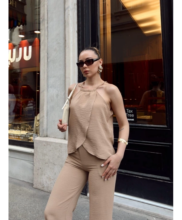 Kruvaze takım ayrobin bej s054