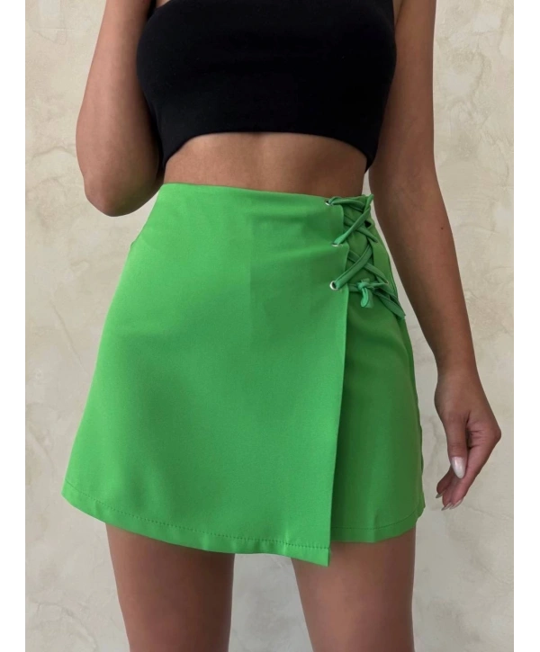 Kuş gözü şort etek yeşil s25819