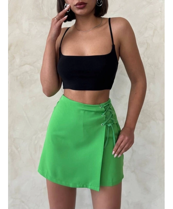 Kuş gözü şort etek yeşil s25819