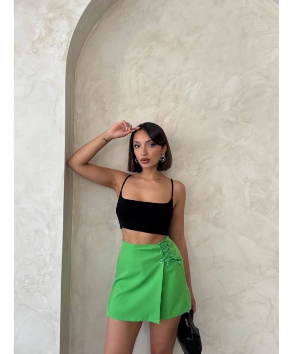 Kuş gözü şort etek yeşil s25819