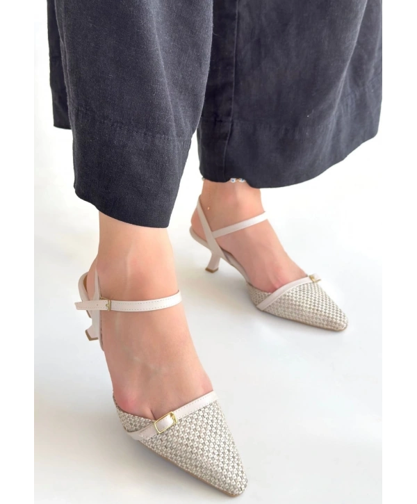 Lanna Bej Cilt Topuklu Ayakkabı