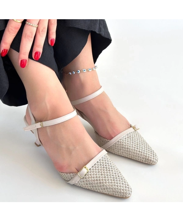 Lanna Bej Cilt Topuklu Ayakkabı