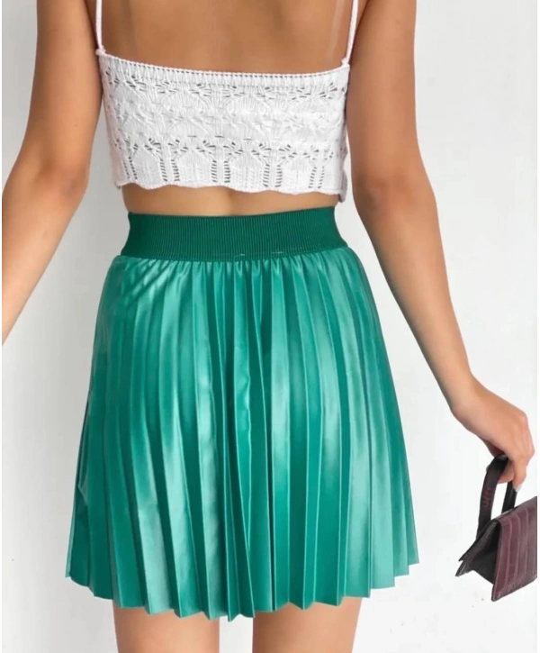 Lastikli piliseli lak etek yeşil s23901