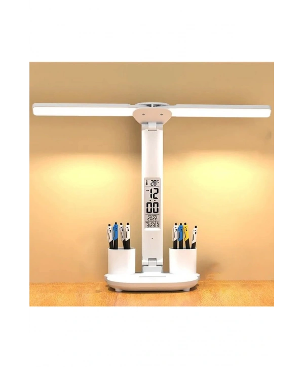 Led Dokunmatik Katlanabilir Masa Lambası Takvim Sıcaklık Saat Şarjlı Masa Lambası