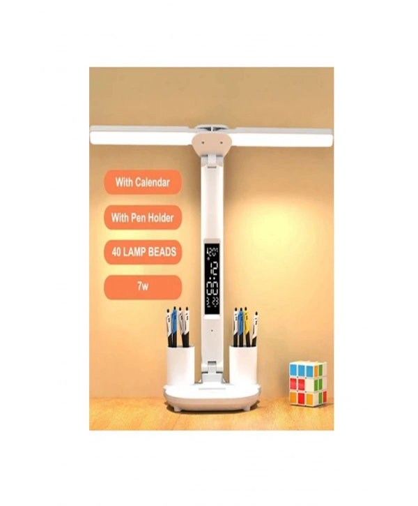 Led Dokunmatik Katlanabilir Masa Lambası Takvim Sıcaklık Saat Şarjlı Masa Lambası