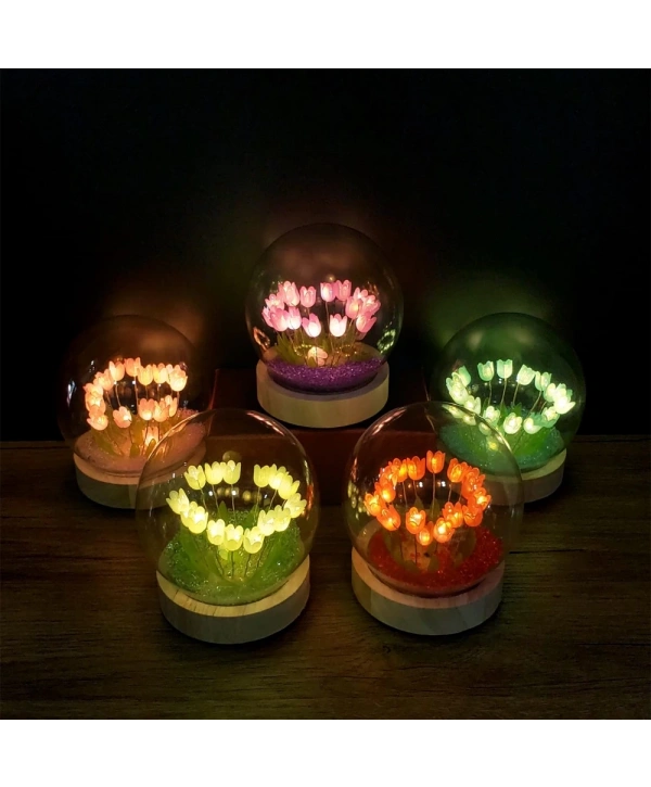 Led Işıklı Lale Cam Fanus