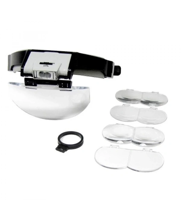 Lens Takmalı 5 Lenslı , Led Lambalı Şapka Tip Büyüteç