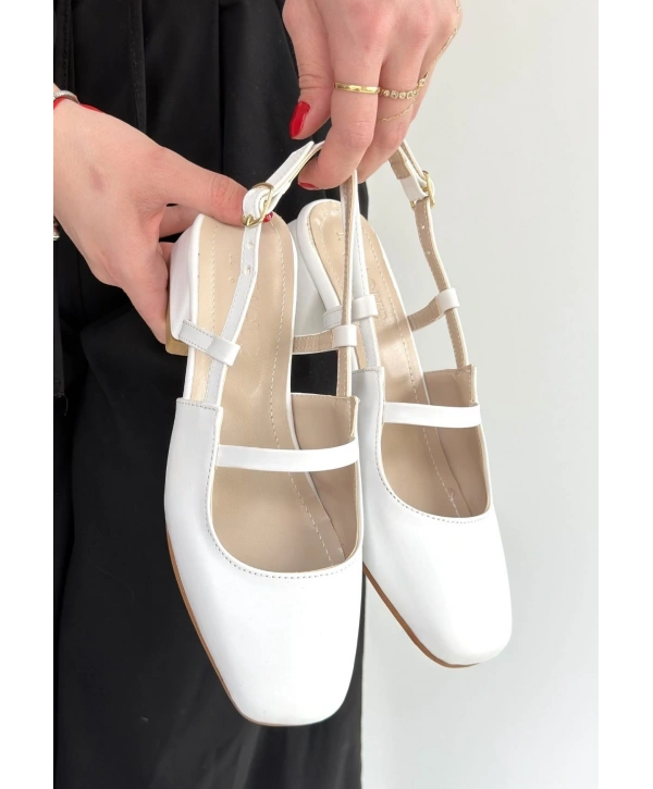 Liva Beyaz Cilt Topuklu Ayakkabı