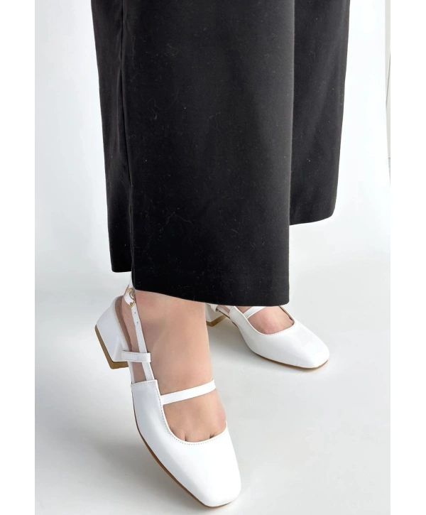 Liva Beyaz Cilt Topuklu Ayakkabı