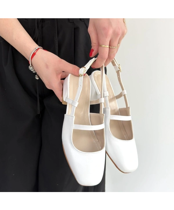 Liva Beyaz Cilt Topuklu Ayakkabı