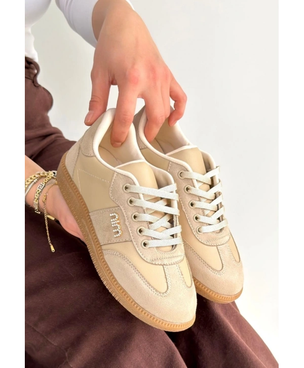 Lunga Bej Cilt Bağcıklı Spor Ayakkabı