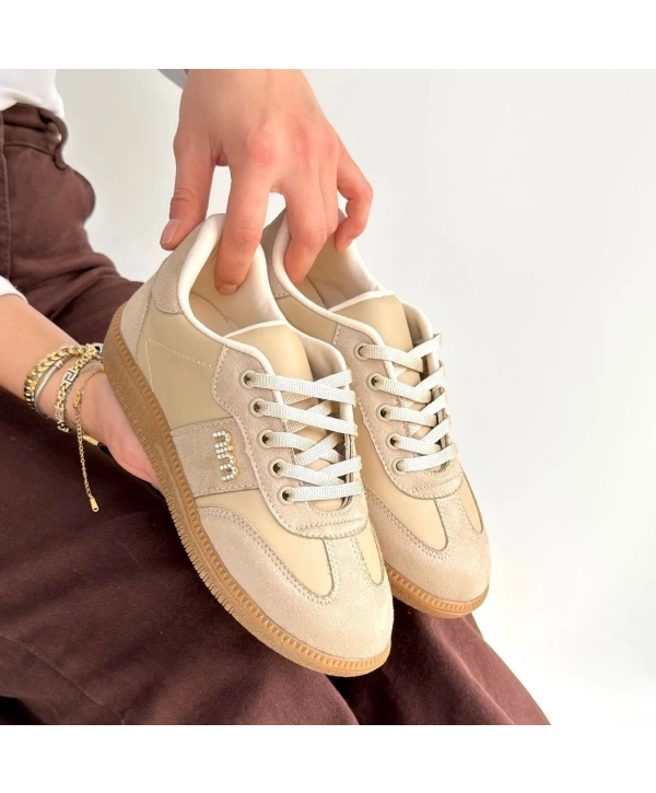 Lunga Bej Cilt Bağcıklı Spor Ayakkabı