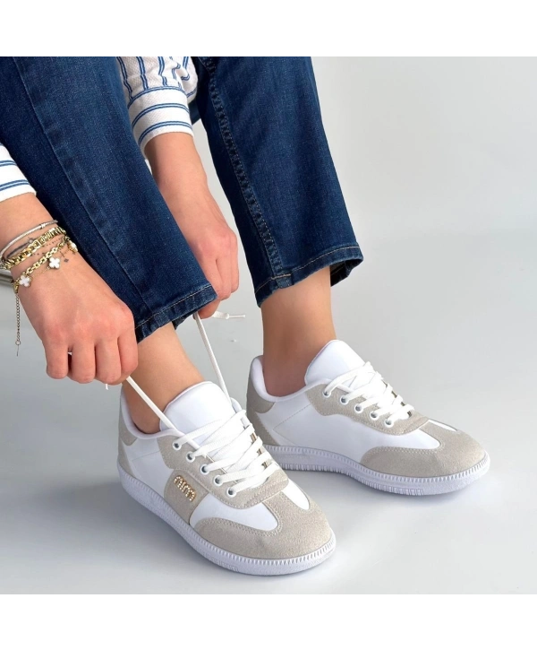 Lunga Beyaz Cilt Bağcıklı Spor Ayakkabı