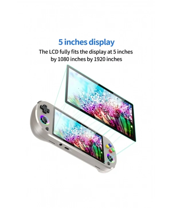 M22 Pro Retro Oyun Konsolu 5.0 ’’ıps Ekran Dahili 20000+ Oyun Emülatörleri Rgb Led Joystick