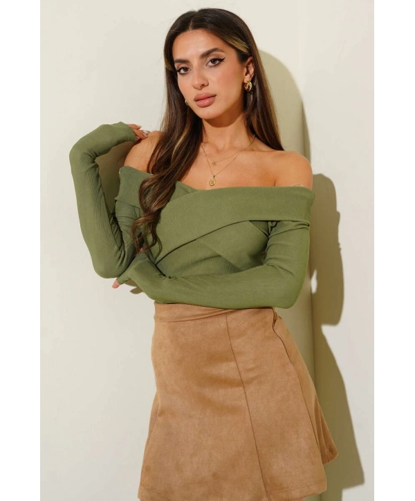 Madonna Çapraz Yaka Bluz Yeşil t4331