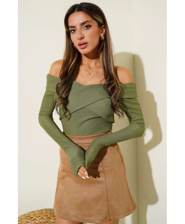 Madonna Çapraz Yaka Bluz Yeşil t4331
