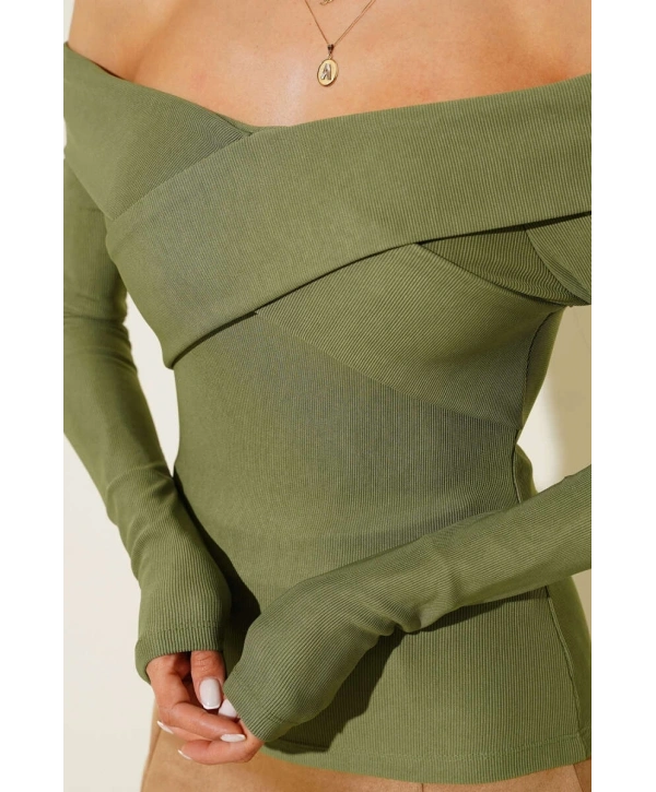 Madonna Çapraz Yaka Bluz Yeşil t4331