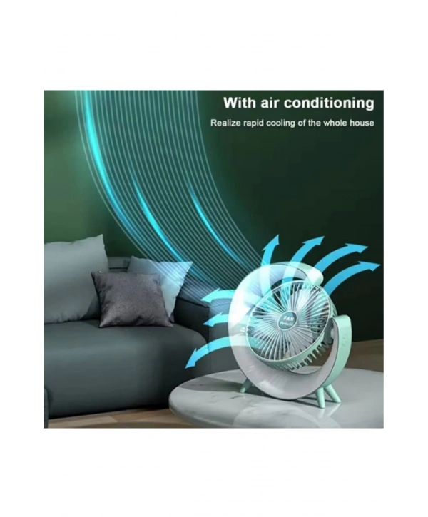 Masaüstü Vantilatör Usb Şarjlı Rgb Led Işıklı 3 Kademeli 180° Ayarlanabilir Soğutucu Fan Pembe