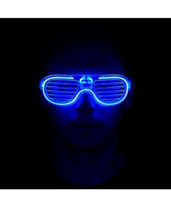Mavi Led Işıklı Parti Gözlüğü - Neon Glow Şerit Gözlük 3 Modlu