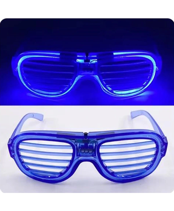 Mavi Led Işıklı Parti Gözlüğü - Neon Glow Şerit Gözlük 3 Modlu