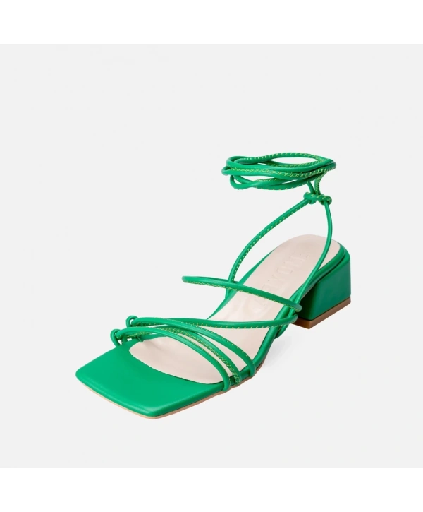 Merdi Yeşil Cilt Topuklu Ayakkabı