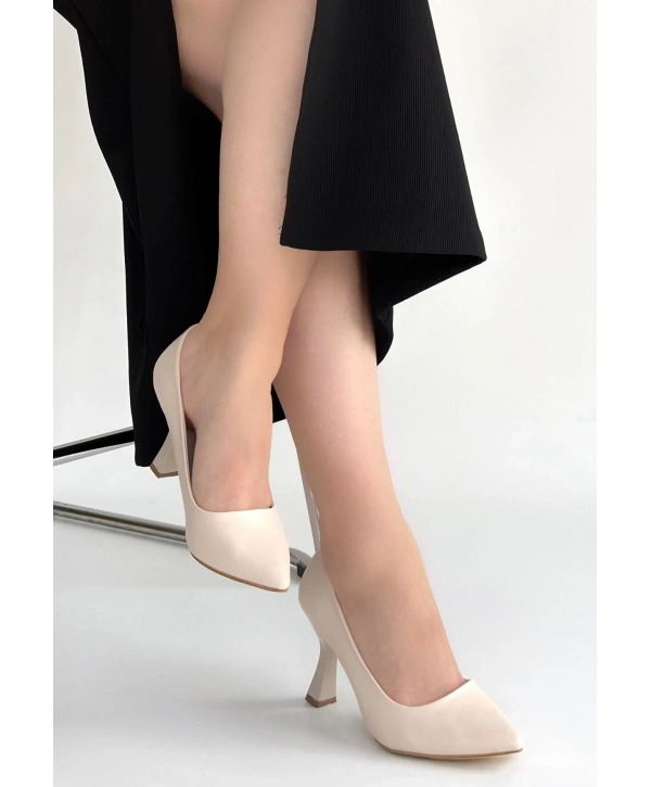 Meyli Bej Cilt Topuklu Ayakkabı