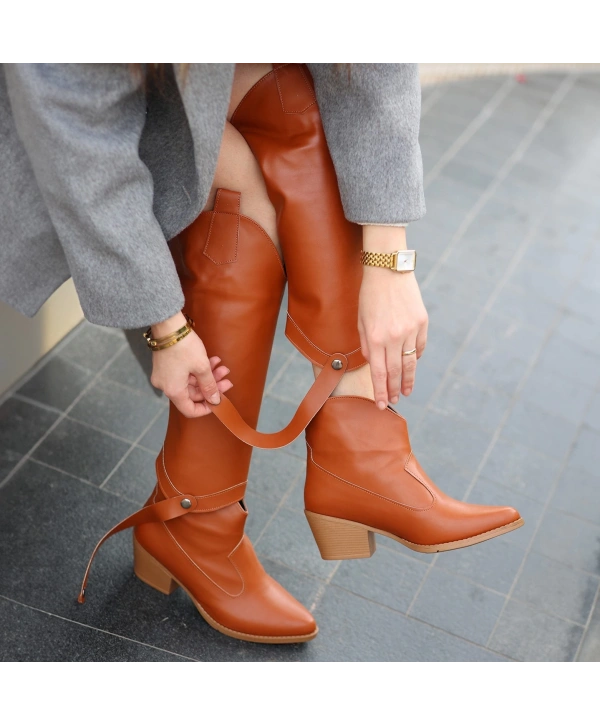 Milla Taba Cilt Tak Çıkar Topuklu Bot Ve Çizme