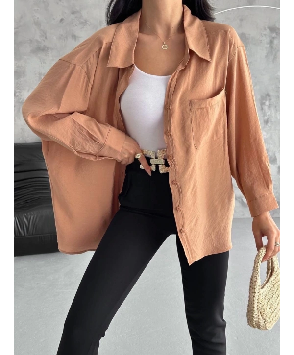 Modal oversize cepli gömlek