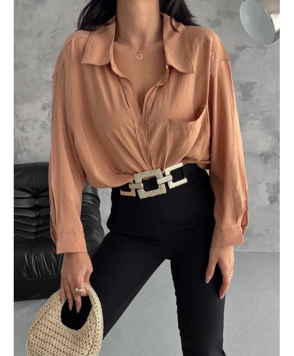 Modal oversize cepli gömlek