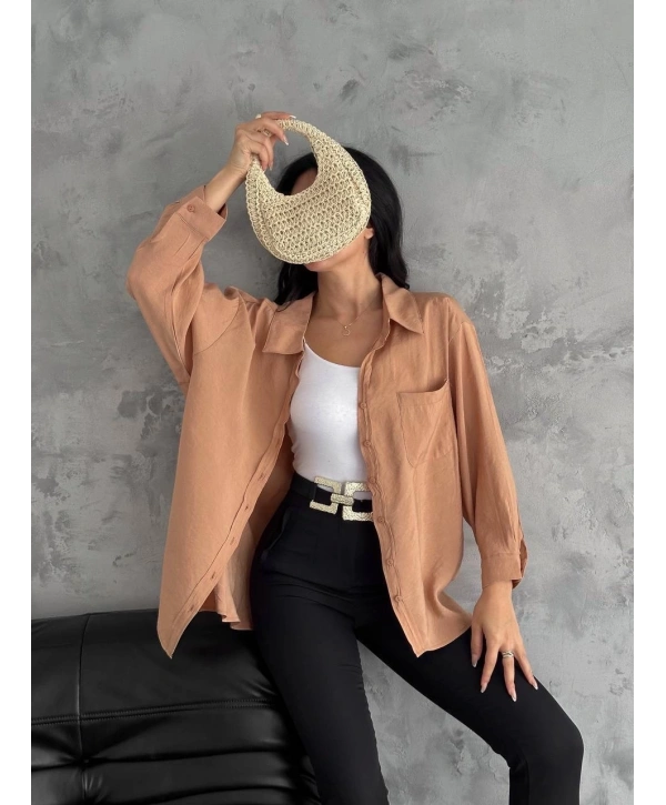 Modal oversize cepli gömlek