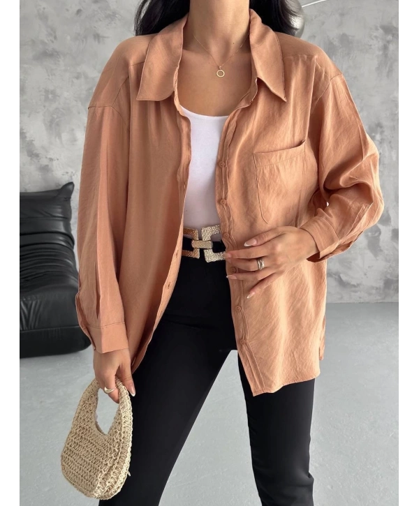 Modal oversize cepli gömlek